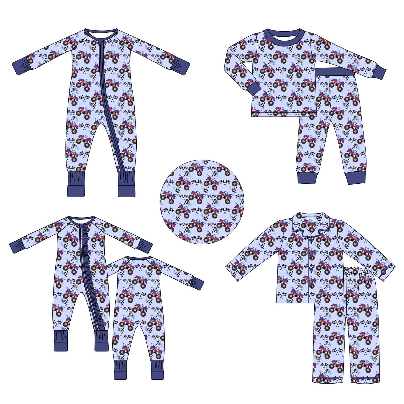 monster truck bamboo pajamas sourcing